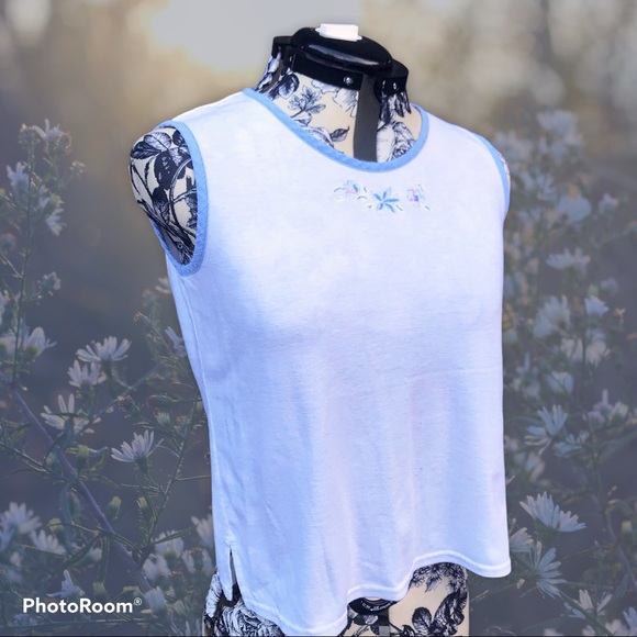 White And Blue Baby Tee / Tank Top - Picture 2 of 3